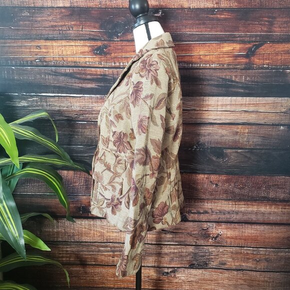 NWOT Havana Jacks Cafe Blazer 10 Tapestry Jacket Beige Floral Vintage Guatemala - Picture 7 of 11